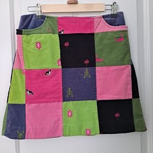 Lilly Pulitzer Vintage Skirt Patchwork Corduroy Embroidered White Label